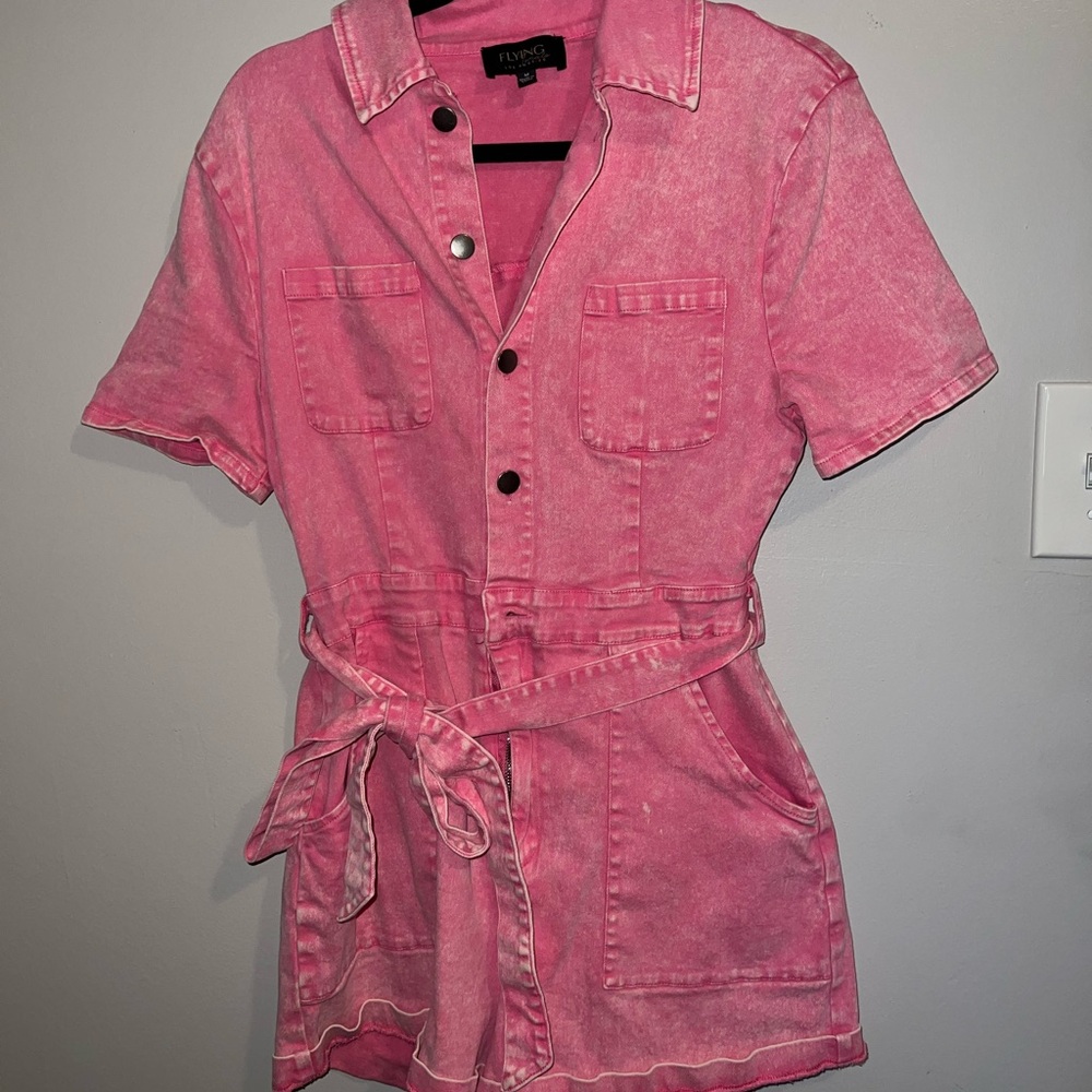 Pink Jean Romper